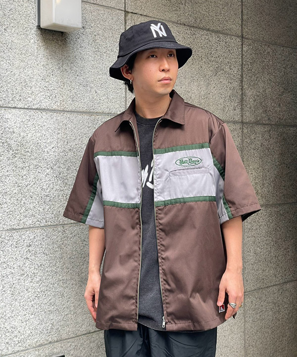PANELLED ZIP FRONT WORK SHIRT
