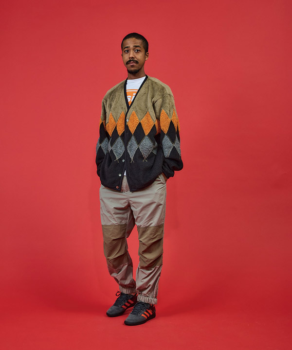 ARGYLE FLEECE CARDIGAN -OCP/BLACK-