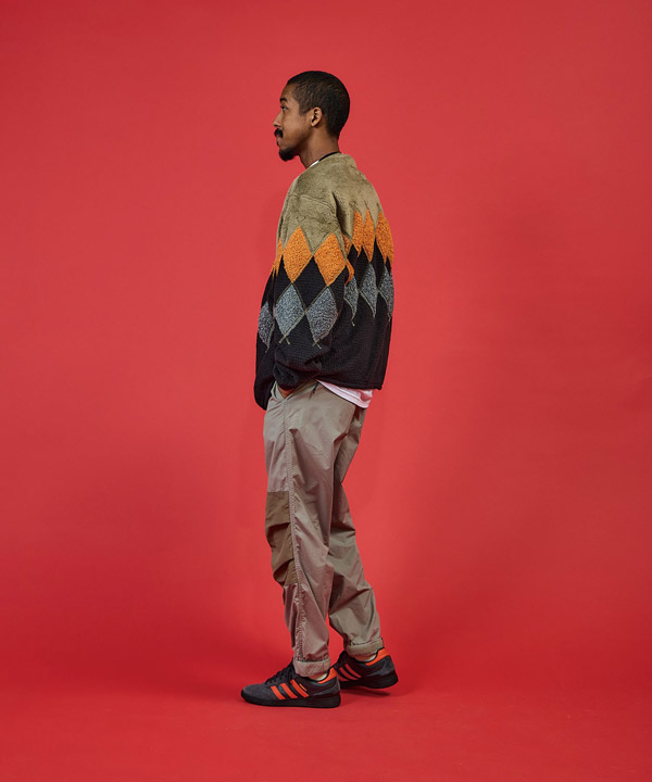 ARGYLE FLEECE CARDIGAN -OCP/BLACK-