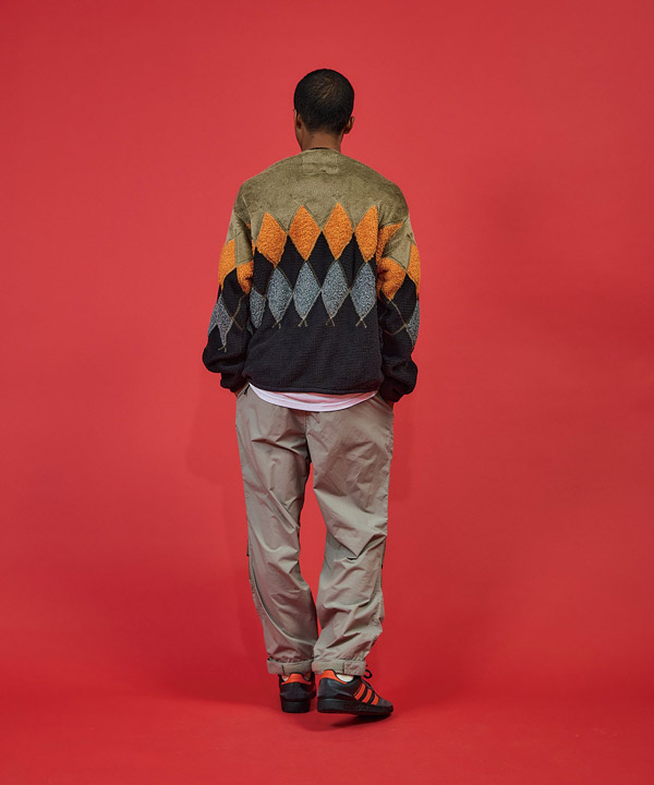 ARGYLE FLEECE CARDIGAN -OCP/BLACK-