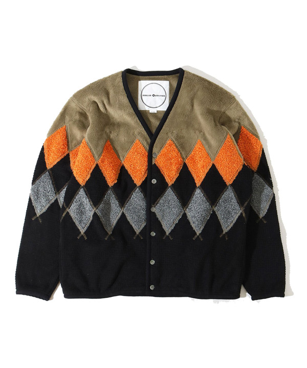ARGYLE FLEECE CARDIGAN -OCP/BLACK-