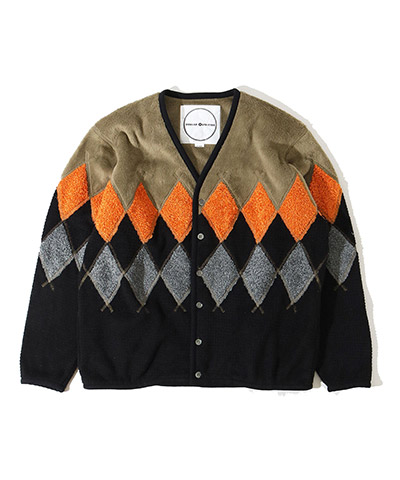 ARGYLE FLEECE CARDIGAN -OCP/BLACK-