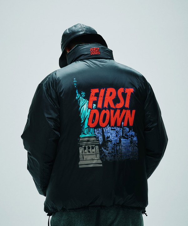 RABBIT FOOT × FIRST DOWN BUBBLE DOWN JKT MICROFT -ブラック-