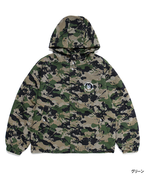 HOODED CAMO COACH JACKET