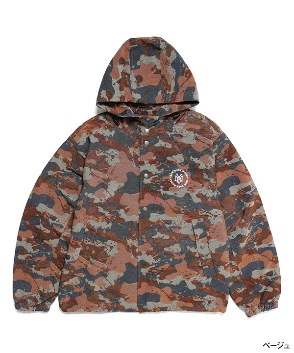 HOODED CAMO COACH JACKET