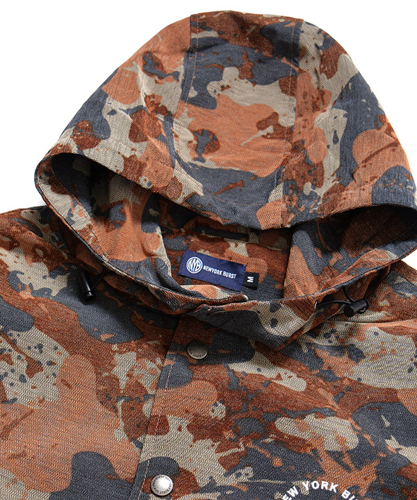 HOODED CAMO COACH JACKET