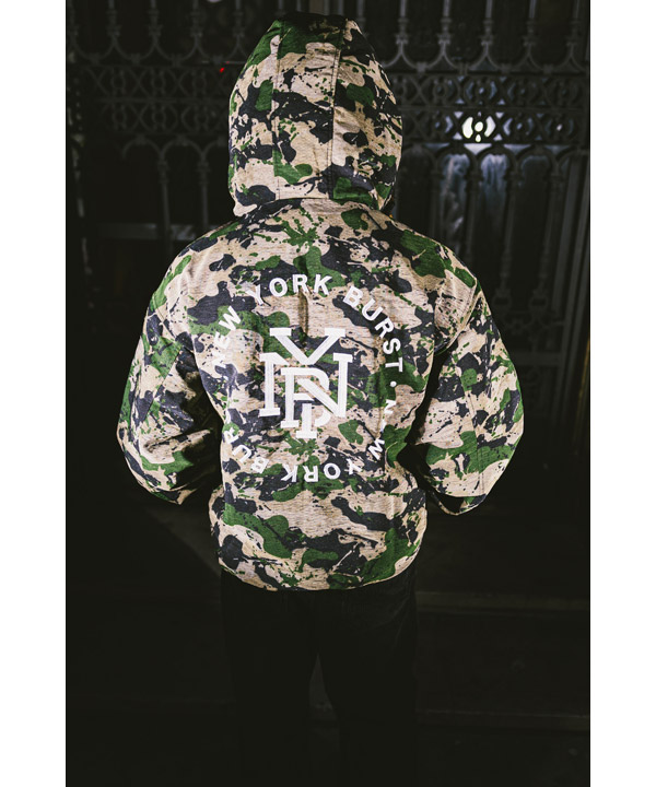 HOODED CAMO COACH JACKET
