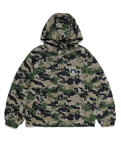 HOODED CAMO COACH JACKET