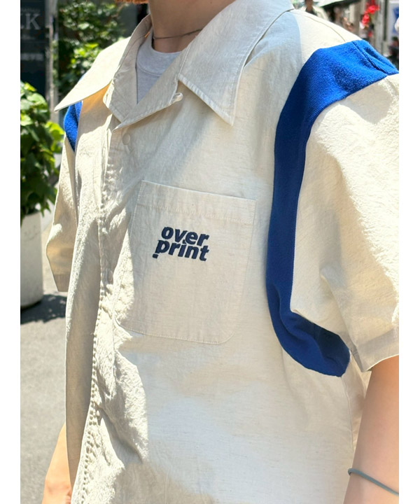 COTTON LINEN BOWLING SHIRTS -アイボリー-