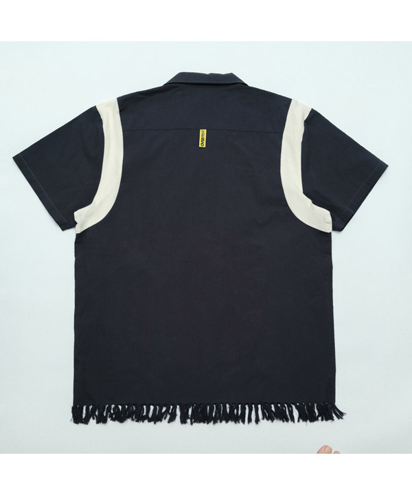 COTTON LINEN BOWLING SHIRTS -ネイビー-