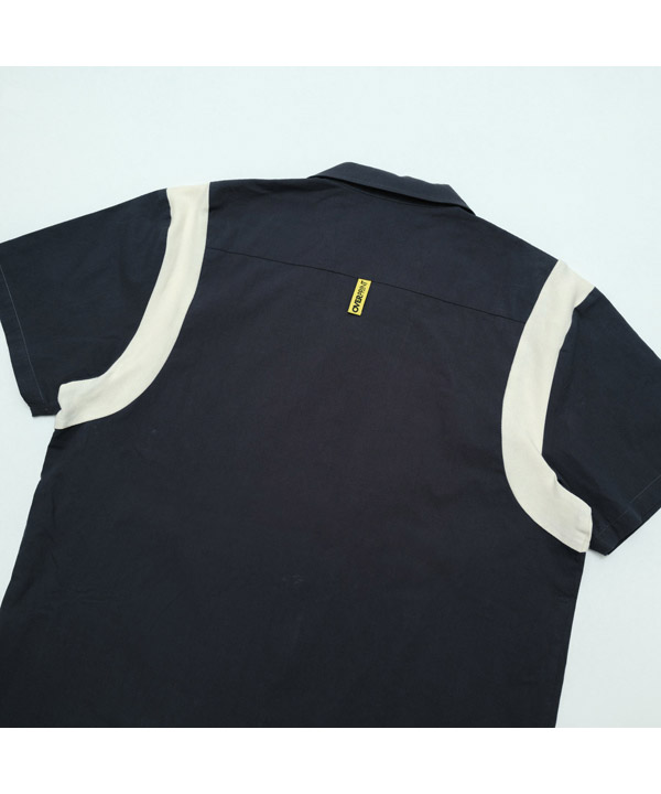 COTTON LINEN BOWLING SHIRTS -ネイビー-