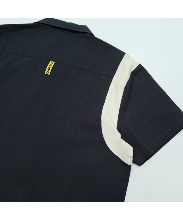 COTTON LINEN BOWLING SHIRTS -ネイビー-