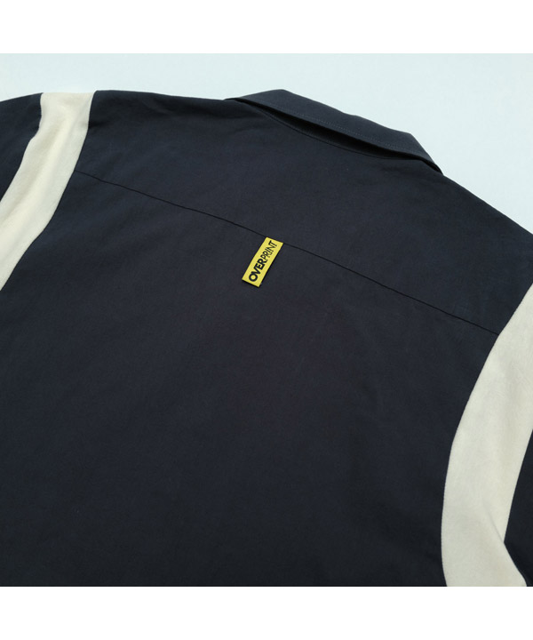 COTTON LINEN BOWLING SHIRTS -ネイビー-