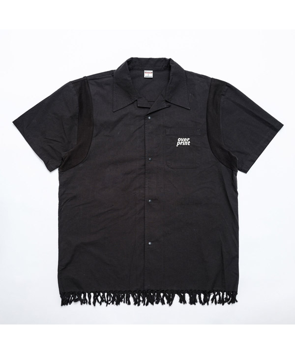 COTTON LINEN BOWLING SHIRTS -ブラック-
