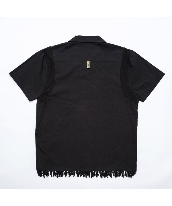 COTTON LINEN BOWLING SHIRTS -ブラック-
