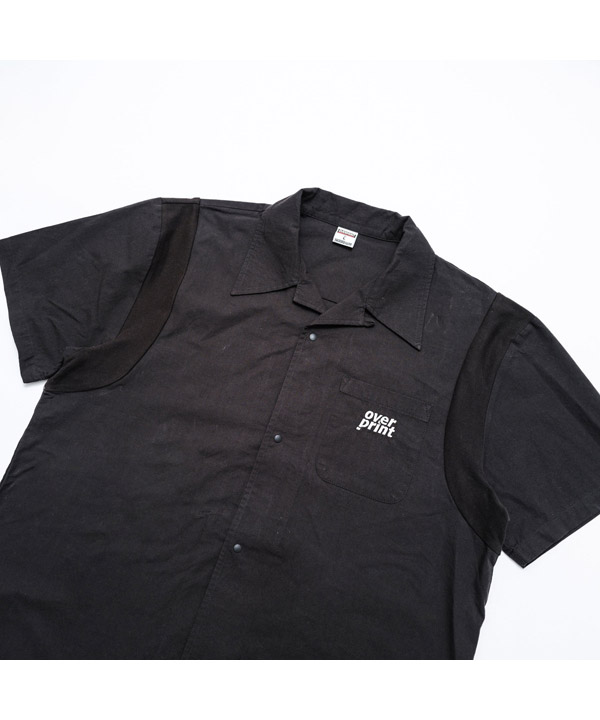 COTTON LINEN BOWLING SHIRTS -ブラック-