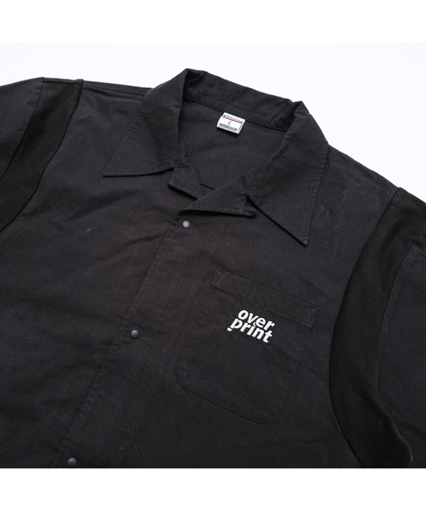 COTTON LINEN BOWLING SHIRTS -ブラック-