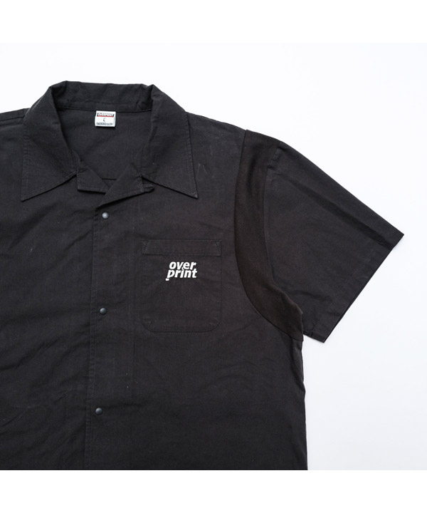 COTTON LINEN BOWLING SHIRTS -ブラック-