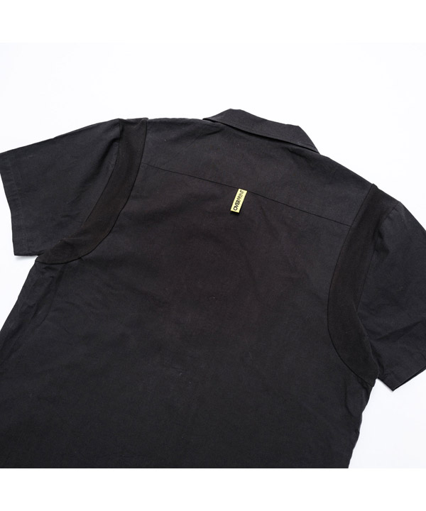 COTTON LINEN BOWLING SHIRTS -ブラック-