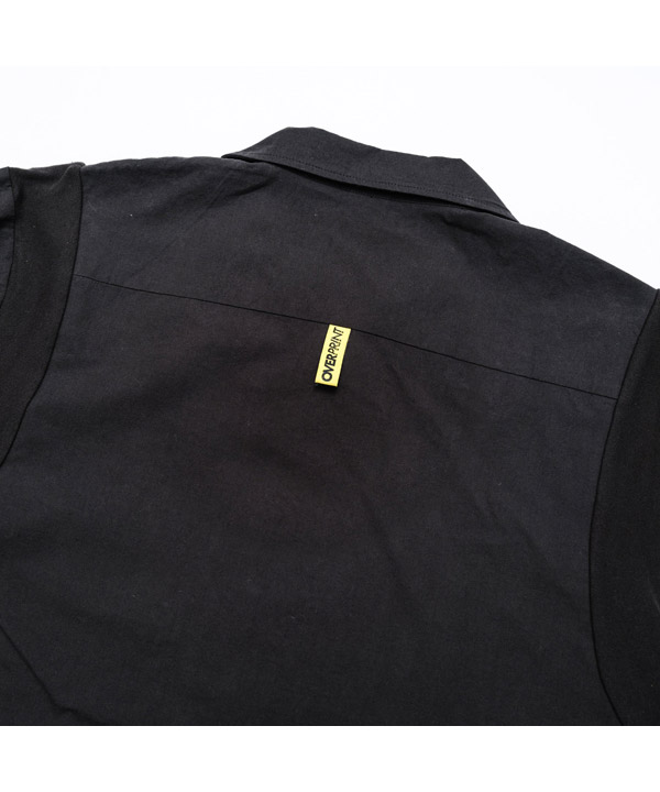 COTTON LINEN BOWLING SHIRTS -ブラック-
