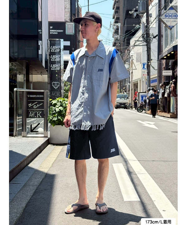 COTTON LINEN HALF PANTS -ネイビー-