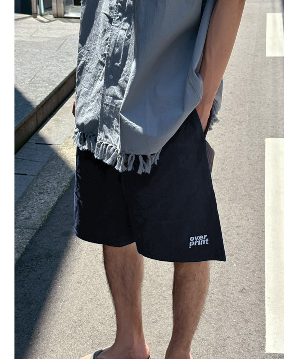 COTTON LINEN HALF PANTS -ネイビー-
