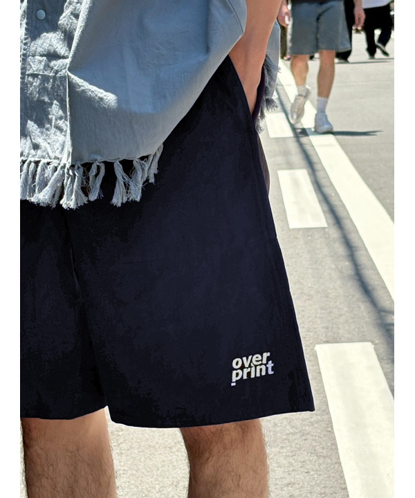 COTTON LINEN HALF PANTS -ネイビー-
