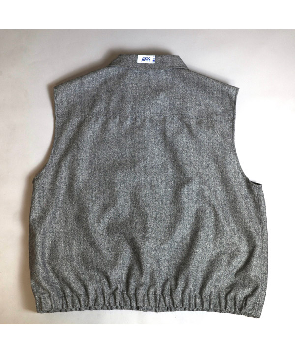 VEST HERRINGBONE TWEED -グレー-