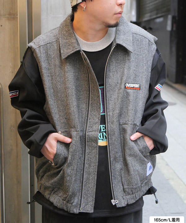 VEST HERRINGBONE TWEED -グレー-