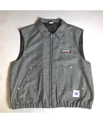 VEST HERRINGBONE TWEED -グレー-