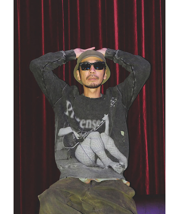 Allover Print Sweatshirt -ブラック-