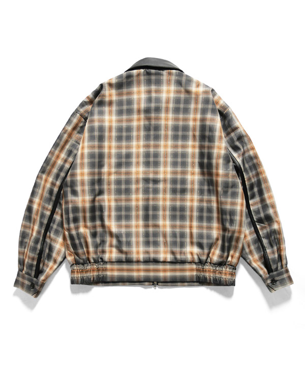 Leather Collar Jacket -チェック-