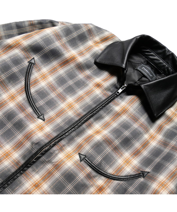 Leather Collar Jacket -チェック-