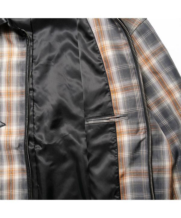 Leather Collar Jacket -チェック-
