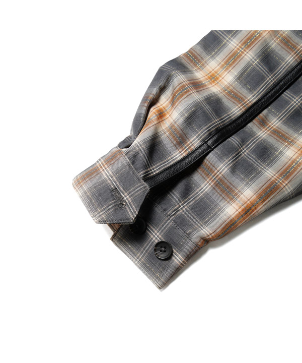 Leather Collar Jacket -チェック-