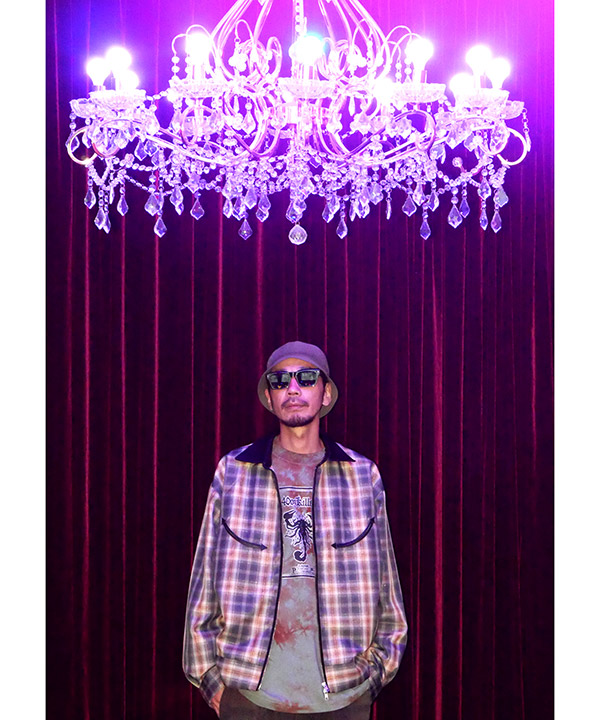 Leather Collar Jacket -チェック-