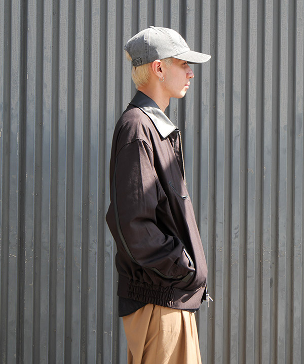 Leather Collar Jacket -ストライプ-