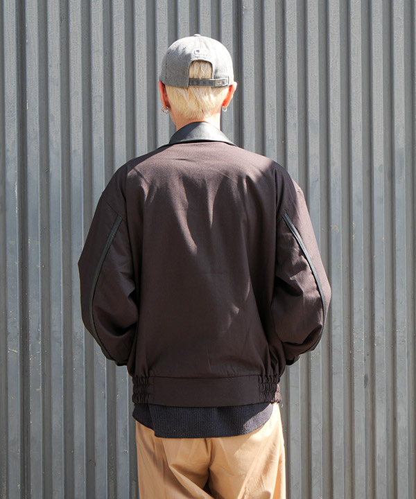 Leather Collar Jacket -ストライプ-