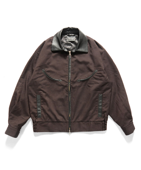 Leather Collar Jacket -ストライプ-