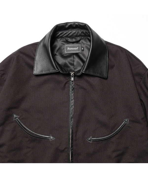 Leather Collar Jacket -ストライプ-