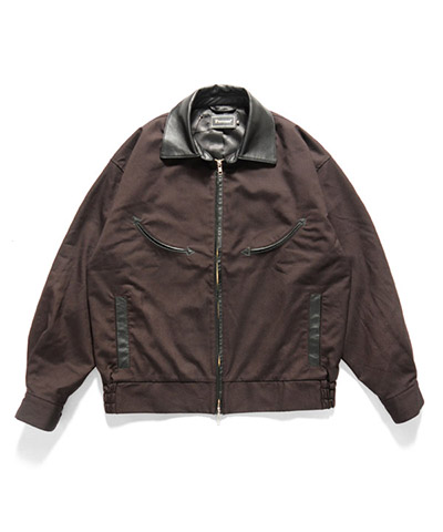 Leather Collar Jacket -ストライプ-