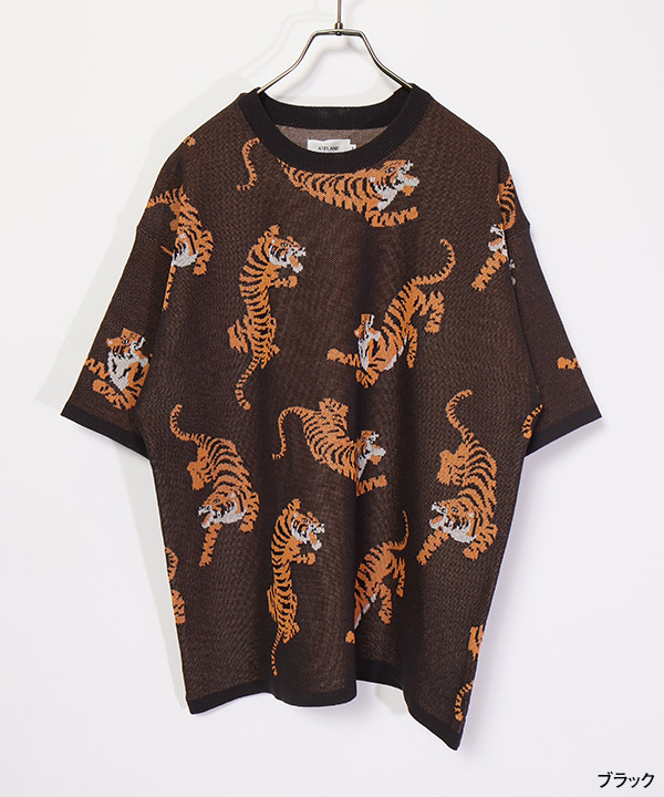 トラ総柄 WJQD CREW NECK S/S