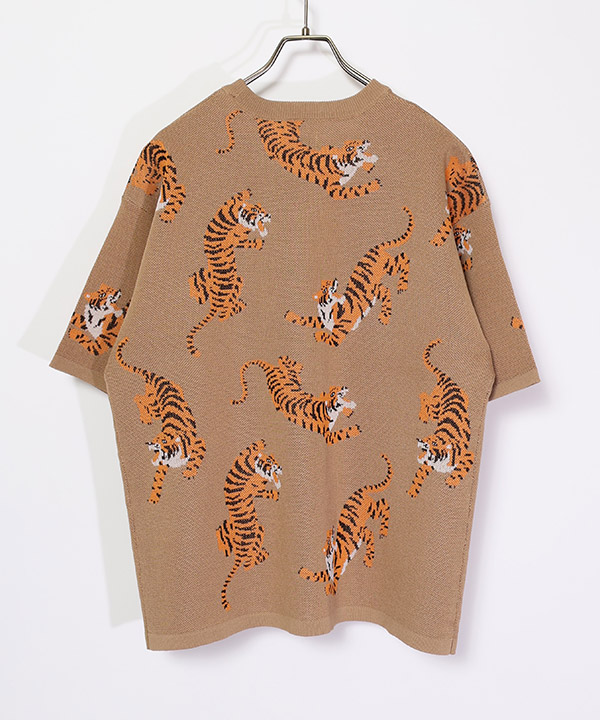トラ総柄 WJQD CREW NECK S/S