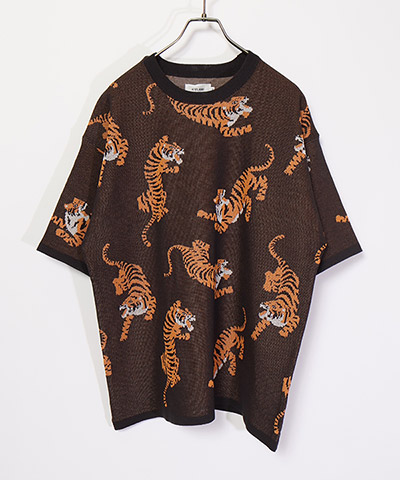 トラ総柄 WJQD CREW NECK S/S