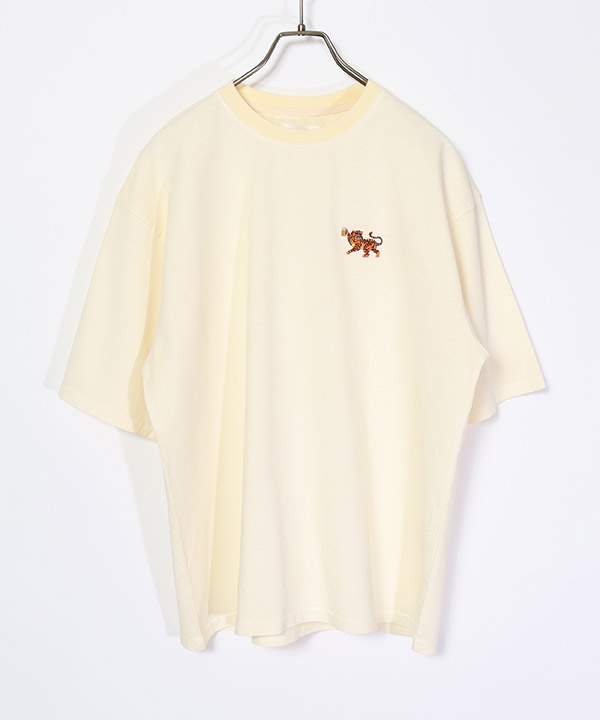 ピグメント ワンポイントロゴ刺繍 S/S TEE(アイボリー)