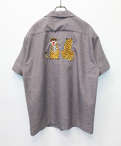 トロピカル S/S トラ柄刺繍シャツ