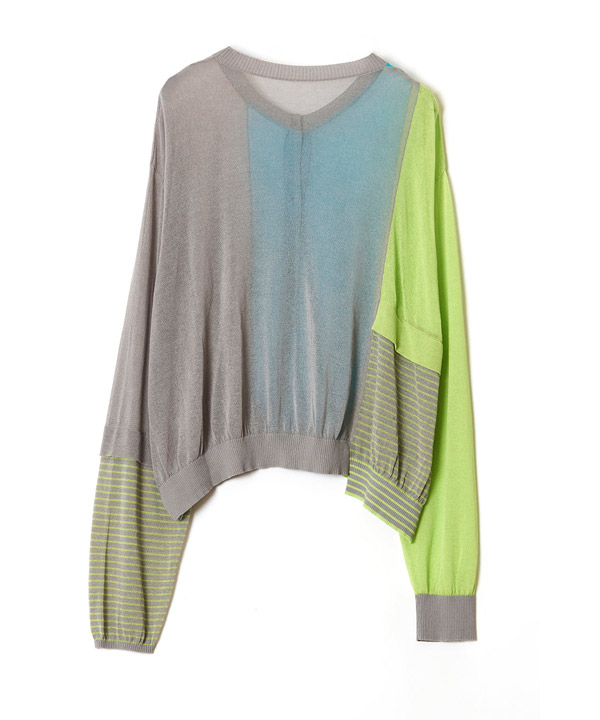 COLOR BLOCK SHEER KNIT CARDIGAN