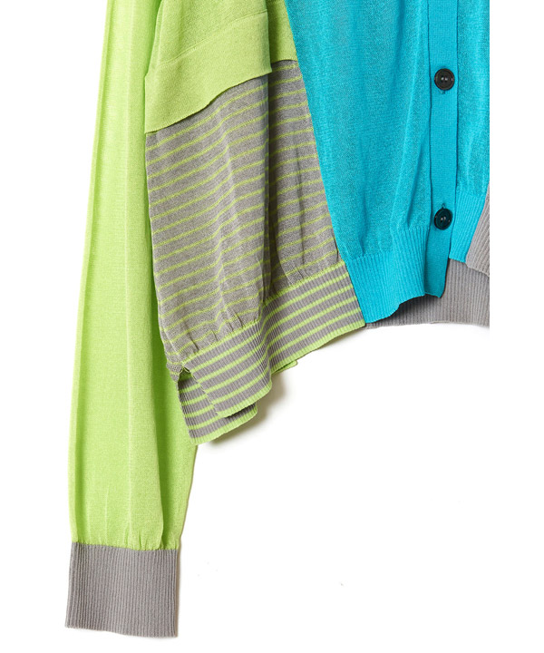 COLOR BLOCK SHEER KNIT CARDIGAN