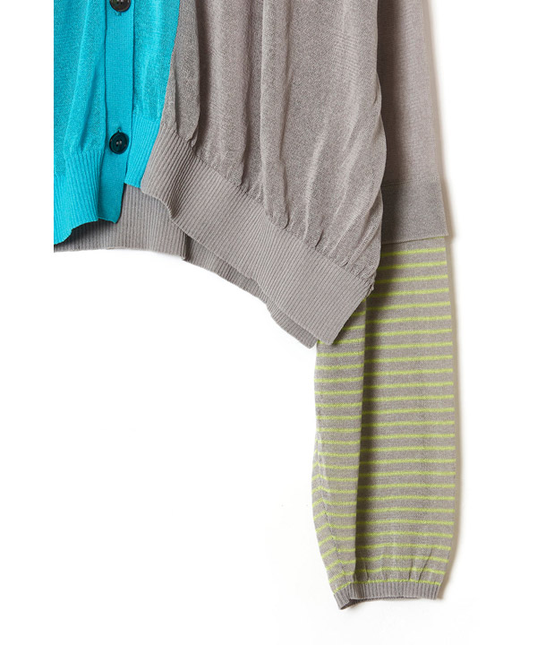 COLOR BLOCK SHEER KNIT CARDIGAN