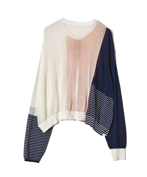 COLOR BLOCK SHEER KNIT CARDIGAN